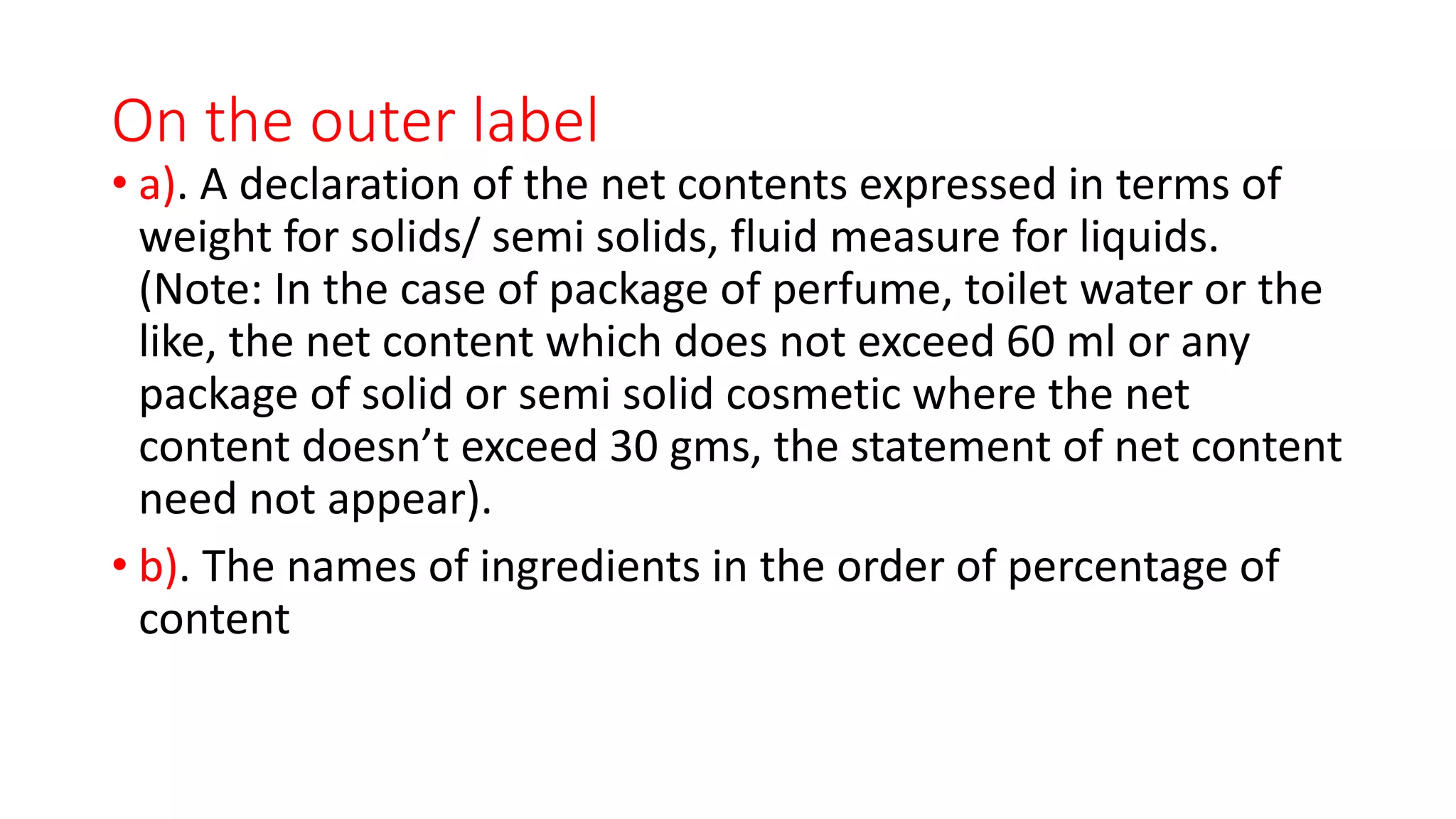 Definition of cosmetic products as per india by bashant | PPTX