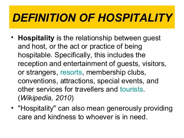 definition of hospitality and tourism