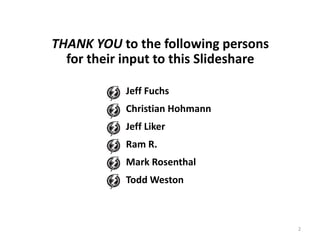 The word "Lean" was coined in 1990, as a new paradigm
of management that led to Toyota’s enduring success.
That's now 25 years -- or about one generation -- ago.
With this SlideShare we'd like to raise three issues for
us in the Lean Community to think about. Our goal is
to stimulate some reflection, thought and discussion
as the Lean Community marks its 25th anniversary and
looks ahead.
REFLECTION
& LOOKING
AHEAD
It's 2015!
Rother & Liker 2
 