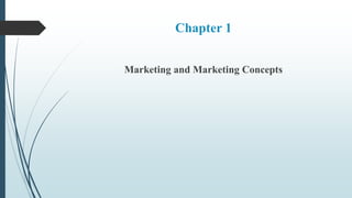 Chapter 1
Marketing and Marketing Concepts
 