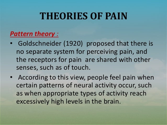 Pattern Theory Of Pain Explained | nursing management of a patient with pain Pattern Theory Of Pain Explained | nursing management of a patient with pain