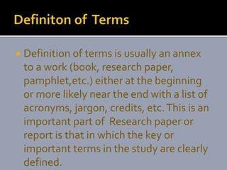 Definition of terms | PPT