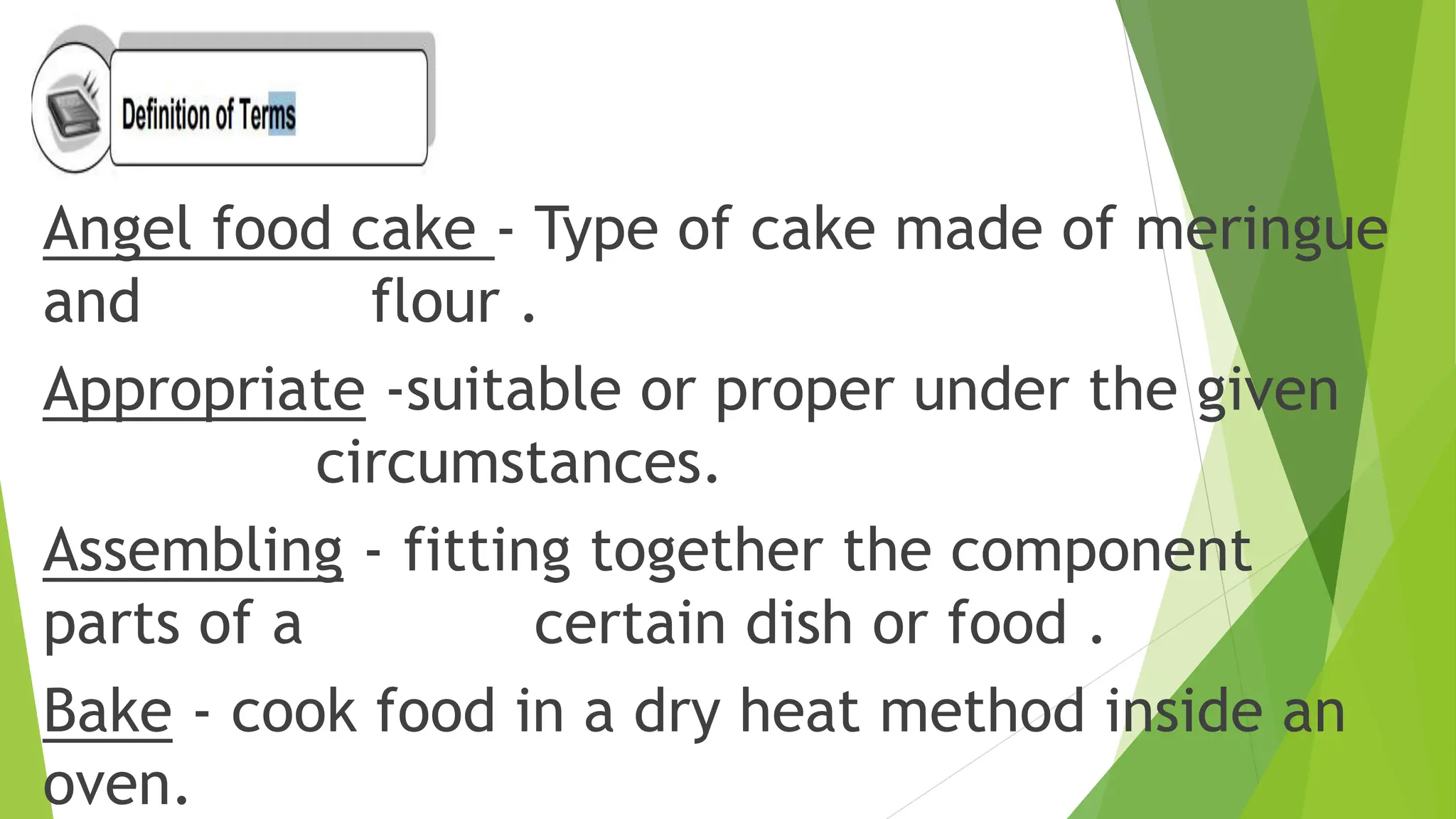 food and beverages definition of termsrms | PPT