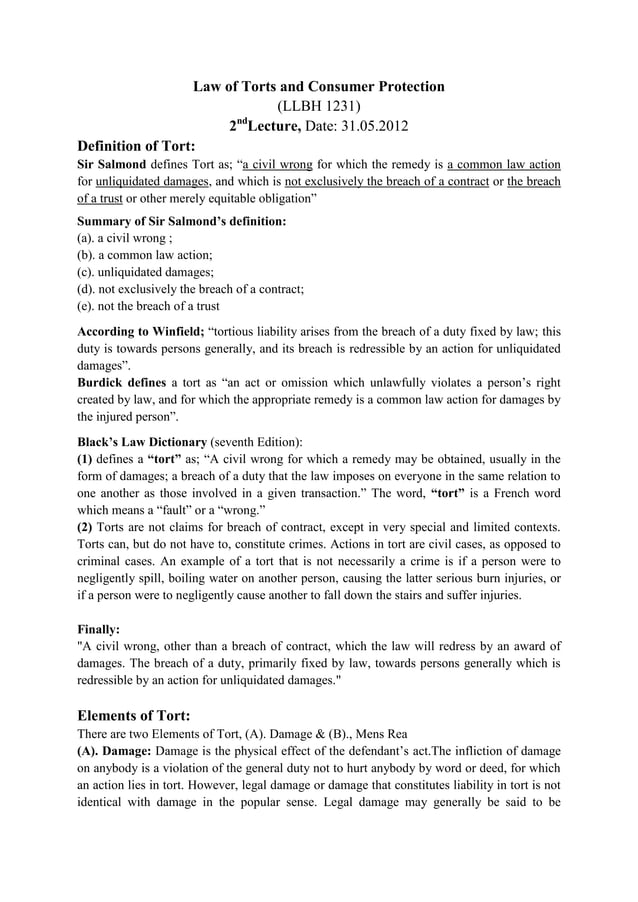 Definition of tort PDF
