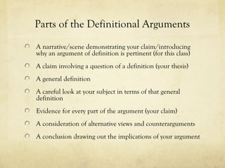 Arguing for a Definition Essay Presentation | PPT