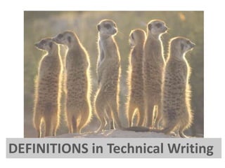 DEFINITIONS in Technical Writing 
 