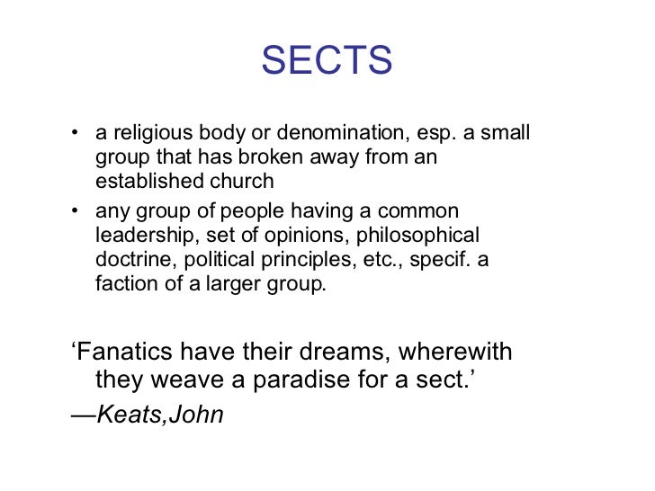Definitions Cults, Sects Etc