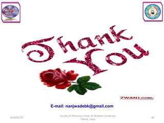 2014/01/25
Faculty of Pharmacy, Omer Al-Mukhtar University,
Tobruk, Libya.
46
E-mail: nanjwadebk@gmail.com
 