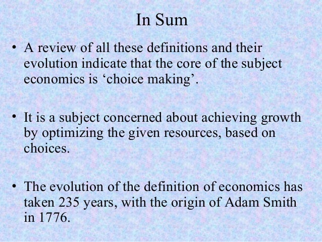 Definitions Of Economics