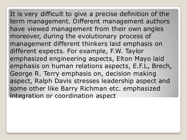 Some Definitions of Management by Management Authors