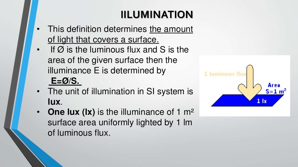 Definitions related to illumination