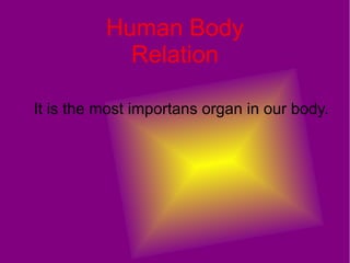 Human Body
Relation
It is the most importans organ in our body.
 