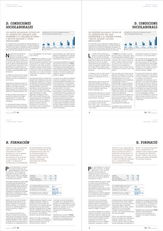 CONDICIONES SOCIOLABORALES                                                                                                                                                                                                                                                                      CONDICIONS SOCIOLABORALS
8. EL EQUIPO HUMANO / EJE SOCIAL                                                                                                                                                                                                                                                       8. L'EQUIP HUMÀ / EIX SOCIAL




D. CONDICIONES                                                                                                                                                                                                                                              D. CONDICIONS
SOCIOLABORALES                                                                                                                                                                                                                                             SOCIOLABORALS
LOS GASTOS SALARIALES TOTALES DE                                      DISTRIBUCIÓN DE LA PLANTILLA POR BANDAS SALARIALES                                       LES DESPESES SALARIALS TOTALS DE                                     DISTRIBUCIÓ DE LA PLANTILLA PER FRANGES SALARIALS

LA COOPERATIVA DURANTE 2008                                           TOTAL DE PERSONAS POR GRUPO Y SEXO
                                                                                                                                                               LA COOPERATIVA DEL 2008                                              TOTAL DE PERSONES PER GRUP I SEXE

ASCIENDEN A 6,1 MILLONES DE EUROS,                                                                                                                        41   ASCENDEIXEN A 6,1 MILIONS D'EUROS,                                                                                                                             41

E INCLUYE SALARIOS Y OTRAS                                                                                                                           29
                                                                                                                                                               I INCLOU SALARIS I ALTRES                                                                                                                                 29
PRESTACIONES                                                                                                         18
                                                                                                                                      25
                                                                                                                                                               PRESTACIONS                                                                                                            18
                                                                                                                                                                                                                                                                                                         25

                                                                                                       15                                  15                                                                                                                       15                                         15
                                                                                     11                                                                                                                                                          11
En la distribución de la plantilla por bandas salariales, se               7              8
                                                                                                                          10                                   En la distribució de la plantilla per franges salarials, es              7             8
                                                                                                                                                                                                                                                                                           10
                                                                       2                                    0                                                                                                                       2                                    0
comprueba una tendencia general a una mayor presencia                                                                                                          comprova una tendència general a una major presència
masculina (muy superior al reparto por sexos en la plantilla)           MENOS      ENTRE          ENTRE            ENTRE             ENTRE          MÁS DE     masculina (molt superior al repartiment per sexes en la               MENYS      ENTRE             ENTRE               ENTRE             ENTRE          MES DE
                                                                       DE 600 ¤ 600 ¤ Y 900 ¤ 901 ¤ Y 1.200 ¤ 1.201 ¤ Y 1.800 ¤ 1.801 ¤ Y 2.400 ¤   2.400 ¤                                                                         DE 600 ¤ 600 ¤ I 900 ¤    901 ¤ I 1.200 ¤    1.201 ¤ I 1.800 ¤ 1.801 ¤ I 2.400 ¤   2.400 ¤
en la banda salarial más alta (el 58,5 % de las personas                                  MUJERES
                                                                                                                                                               plantilla) en la franja salarial més alta (el 58,5 % de les                            DONES
                                                                           HOMBRES                                                                                                                                                      HÓMENS
dentro de esta banda salarial son hombres).                                                                                                                    persones dins d'aquesta banda salarial són hòmens).




N                                                                                                                                                              L
       uestra política retributiva se         en su nivel agregado, con dos mujeres                   Hay que destacar que nuestra Guía de                           a nostra política retributiva es        En Florida tenim establit un pla de                    l'enfocament de gènere en la redacció,
       apoya en un sistema de                 y dos hombres.                                          gestión por competencias ya contempla                          recolza en un sistema de valoració      promoció (vertical i horitzontal) i plans              en les eines i en els casos pràctics.
       valoración de puestos de trabajo                                                               el enfoque de género en su redacción,                          de llocs de treball mitjançant          de desenvolupament professional. Quan
mediante puntuación de factores. Esto         En Florida tenemos establecido un plan                  herramientas y casos prácticos.                          puntuació de factors. Això ens permet         hi ha una vacant en un lloc de treball,                Els indicadors actuals de la gestió dels
nos permite determinar la retribución         de promoción (vertical y horizontal) y                                                                           determinar la retribució en funció dels       informem a tot el nostre col·lectiu de                 Recursos Humans de Florida expliciten
en función de los factores técnicos del       planes de desarrollo profesional. Ante                  Los actuales indicadores de la gestión                   factors tècnics del lloc de treball           treball i qualsevol persona té l'opció                 que, tant les dones com els hòmens
puesto de trabajo independientemente          una vacante en un puesto de trabajo                     de los Recursos Humanos en Florida                       independentment de la persona que             de canviar el seu lloc actual a curt                   de la nostra organització, tenen igualtat
de la persona que lo ocupa por lo que         informamos a todo nuestro colectivo                     explicitan que, tanto las mujeres como                   l'ocupa i així garantim l'equitat interna     termini si té les competències                         d'oportunitats en l'accés a la funció
garantizamos la equidad interna de            de trabajo, teniendo cualquier persona                  los hombres de nuestra organización,                     de la nostra política salarial (a igual       requerides o amb un pla de carrera si                  directiva, a la funció docent, a funcions
nuestra política salarial (a igual puesto     la opción de cambiar su actual puesto                   tienen igualdad de oportunidades en el                   lloc de treball i responsabilitats, igual     la previsió de la vacant és a mig o llarg              societàries de la cooperativa i a la
de trabajo y responsabilidades, igual         a corto plazo si reúne las competencias                 acceso a la función directiva, a la función              retribució).                                  termini.                                               formació contínua i reglada.
retribución).                                 requeridas o con un plan de carrera si                  docente, a funciones societarias de la
                                              la previsión de la vacante es a medio                   cooperativa así como a la formación                      La diferència entre el salari més alt i       Una eina bàsica és la nostra Guia de                   En relació amb la política de captació
La diferencia existente entre el salario      o largo plazo.                                          continua y reglada.                                      el salari més baix de les persones            gestió per competències, que serveix                   i selecció de personal, en cap dels dos
más alto y el salario más bajo de las                                                                                                                          sòcies de la cooperativa és de 3,2            de suport per a establir els criteris de               no es té en compte com a requeriment
personas socias de la cooperativa es          Una herramienta básica es nuestra Guía                  En relación con la política de captación                 vegades.                                      desenvolupament i les accions                          ni el gènere ni les possibles
de 3,2 veces.                                 de gestión por competencias, que sirve                  y selección de personal, tanto en los                                                                  vinculades (adquisició de competències,                discapacitats de les persones que hi
                                              de apoyo para establecer los criterios                  procesos de captación de personal como                   Desenvolupem totes les accions de             responsabilitats, objectius                            participen. La concreció dels requisits
Desarrollamos todas las acciones de           de desarrollo y las acciones vinculadas                 en los de selección no se contempla                      compliment obligat en matèria de              d'aprenentatge, recursos necessaris)                   dels llocs que cal cobrir se centra en
obligado cumplimiento en materia de           al mismo (adquisición de competencias,                  como requerimiento ni el género ni las                   prevenció de riscos laborals i vigilància     així com el pla de desenvolupament                     les competències tècniques i personals
prevención de riesgos laborales y             responsabilidades, objetivos de                         posibles discapacidades de las personas                  de la salut (avaluació de riscos laborals,    salarial que s'hi vincula, els criteris                de les candidatures, de manera que no
vigilancia de la salud (evaluación de         aprendizaje, recursos necesarios), así                  que participan en los mismos.                            accions formatives específiques,              dels quals estan explicitats en el nostre              es restringisca la incorporació de dones.
riesgos laborales, acciones formativas        como el plan de desarrollo salarial                     La concreción de los requerimientos                      revisions mèdiques, etc.).                    Reglament de Règim Intern. Aquests                     En les accions de comunicació i difusió
específicas, revisiones médicas, etc.).       vinculado a los mismos, cuyos criterios                 de los puestos a cubrir se centra en las                                                               criteris estan definits per a qualsevol                pública de les ofertes d'ocupació es fa
                                              están explicitados en nuestro                           competencias técnicas y personales de                    Periòdicament participem en estudis           persona de l'organització                              un ús del llenguatge ni sexista ni
De forma periódica participamos en            Reglamento de Régimen Interno.                          las candidaturas, de forma que no se                     d'avaluació de riscos psicosocials en         independentment del seu gènere. De                     masculinitzat. Realitzem la difusió de
estudios de evaluación de riesgos             Estos criterios están definidos para                    restrinja la incorporación de mujeres.                   el col·lectiu de docents, fet que ens         fet, en el cas de dones en plans de                    totes les nostres vacants de llocs de
psicosociales en el colectivo de              cualquier persona de la organización                    En las acciones de comunicación y                        permet tindre'n indicadors.                   desenvolupament directiu, facilitem                    treball tant al col·lectiu de treball com
docentes lo que nos permite tener             independientemente de su género.                        difusión pública de las ofertas de empleo                                                              que l'opció per la maternitat no siga                  a nivell extern.
indicadores.                                  De hecho, en el caso de mujeres en                      se hace un uso del lenguaje ni sexista                   La representació legal del personal no        un impediment per al seu
                                              planes de desarrollo directivo,                         ni masculinizado. Realizamos la difusión                 soci s'adscriu a tres sindicats               desenvolupament professional.
La representación legal del personal          facilitamos que la opción por la                        de todas nuestras vacantes de puestos                    (UGT, CCOO i STE), i és paritària en
no socio se adscribe a tres sindicatos        maternidad no sea un impedimento                        de trabajo tanto al colectivo de trabajo                 el seu nivell agregat, amb dues dones         Cal destacar que la nostra Guia de
(UGT, CCOO y STE) siendo ésta paritaria       para su desarrollo profesional.                         como a nivel externo.                                    i dos hòmens.                                 gestió per competències ja preveu


                    FLORIDA
MEMORIA DE SOSTENIBILIDAD 08   64                                                                                                                                                                                                                                                               65   FLORIDA
                                                                                                                                                                                                                                                                                                     MEMÒRIA DE SOSTENIBILITAT 08




FORMACIÓN                                                                                                                                                                                                                                                                                                           FORMACIÓ
8. EL EQUIPO HUMANO / EJE SOCIAL                                                                                                                                                                                                                                                       8. L'EQUIP HUMÀ / EIX SOCIAL




B. FORMACIÓN                                                                                                                                                                                                                                                         B. FORMACIÓ
Florida es una organización                   de conocimientos, el reciclaje                                                                                                                                 Florida és una organització                            tècnic i el desenvolupament
cuyas actividades están                       técnico y el desarrollo de las                                                                                                                                 amb activitats vinculades de                           de les competències de
vinculadas de forma                           competencias de cada uno                                                                                                                                       forma permanent amb la                                 cadascun dels nostres perfils
permanente con la gestión                     de nuestros perfiles de                                                                                                                                        gestió del coneixement i la                            de competències (Directiu,
del conocimiento y la                         competencias (Directivo,                                                                                                                                       innovació en els processos                             Docent i PAS) és una de les
innovación en los procesos                    Docente y PAS) es una de                                                                                                                                       d'aprenentatge. Per això,                              nostres principals estratègies
de aprendizaje. Por eso el                    nuestras principales                                                                                                                                           l'accés a la formació contínua                         de recursos humans.
acceso a la formación                         estrategias de recursos                                                                                                                                        per a l'actualització de
continua para la actualización                humanos.                                                                                                                                                       coneixements, el reciclatge



P                                                                                                                                                              P
      ara ello destinamos un volumen                                                                                                                                 er a això destinem un volum de
      de recursos económicos y de                                                                                                                                    recursos econòmics i de gestió
      gestión significativos: 5.815 horas                                                                                                                            significatius: 5.815 hores de
de formación continua presencial                                                                                                                               formació contínua presencial
realizadas por todo el colectivo de                                                                                                                            realitzades per tot el col·lectiu de
trabajo en el año 2008, sin contabilizar      FORMACIÓN                     2006          2007          2008                                                   treball l'any 2008, sense comptar la          FORMACIÓ                2006                 2007           2008
la participación en formación reglada         Nº ACCIONES                     139           150           110                                                  participació en formació reglada de           NRE. ACCIONS              139                  150            110
de miembros del colectivo.                    HORAS DE FORMACIÓN            4.710         9.859         5.815                                                  membres del col·lectiu.                       HORES DE FORMACIÓ       4.710                9.859          5.815
                                              Nº HORAS TRABAJADOR/A            21            46            31                                                                                                NRE. HORES TREBALLADOR/A 21                     46             31
Cabe destacar también que durante 2008                                                                                                                         Cal destacar també que durant el 2008
la media de horas de formación por                                                                                                                             la mitjana d'hores de formació per
persona trabajadora es de 31 horas, cifra                                                                                                                      persona treballadora és de 31 hores,
                                              % DE PERSONAS SOBRE TOTAL PLANTILLA                                                                                                                            % DE PERSONES SOBRE TOTAL PLANTILLA
importante aunque significativamente          QUE HA RECIBIDO FORMACIÓN EN 2008                     80,5%                                                      xifra important encara que                    QUE HA REBUT FORMACIÓ EN 2008                        80,5%
menor que en 2007, año en el que se                                                                                                                            significativament menor que en 2007,
                                              DISTRIBUCIÓN POR GÉNERO DE LAS                        Mujeres: 56%                                                                                             DISTRIBUCIÓ PER GÈNERE DE LES                        Dones: 56%
hizo un esfuerzo de formación muy             PERSONAS QUE SE HAN FORMADO                           Hombres: 44%                                               quan es féu un esforç de formació molt        PERSONES QUE S’HAN FORMAT                            Hòmens: 44%
importante en el colectivo de Universitaria                                                         Dirección: 20%
                                                                                                                                                               important en el col·lectiu                                                                         Direcció: 20%
para facilitar su adaptación al nuevo         DISTRIBUCIÓN POR NIVEL LABORAL DE                     Personal docente: 50%                                      d'Universitària per a facilitar l'adaptació   DISTRIBUCIÓ PER NIVELL LABORAL DE                    Personal docent: 50%
                                              LAS PERSONAS QUE SE HAN FORMADO                       PAS: 30%                                                                                                 LES PERSONES QUE S'HAN FORMAT                        PAS: 30%
sistema educativo universitario previsto                                                                                                                       al nou sistema educatiu universitari
para el curso 2010-2011.                                                                                                                                       previst per al curs 2010-2011.


Además de las acciones formativas             categoría profesional, del género u otras               contemplan acciones transversales                        A més de les accions formatives               variables personals. Sempre s'estableix                sensibilització en igualtat, l'enfocament
directamente relacionadas con los             variables personales. Siempre se                        vinculadas con la sensibilización en                     directament relacionades amb els              la formació dins de l'horari laboral i                 de gènere, l'ús del llenguatge no sexista
aspectos específicos de cada área o           establece la formación dentro del                       igualdad, el enfoque de género, el uso                   aspectes específics de cada àrea o            amb mesures per tal que les persones                   en l'activitat docent i en suports, així
ámbito de trabajo, se ha realizado            horario laboral y con medidas para que                  del lenguaje no sexista en la actividad                  àmbit de treball, s'ha realitzat formació     participants puguen flexibilitzar                      com d'aspectes relacionats amb la
formación de carácter generalista en          las personas participantes puedan                       docente y en soportes, así como de                       de caràcter generalista en idiomes            l'organització del seu treball, horaris i              conciliació de la vida personal i laboral.
idiomas (valenciano e inglés) y               flexibilizar la organización de su trabajo,             aspectos relacionados con la                             (valencià i anglés) i ofimàtica.              dedicació (en el cas que estiga
ofimática.                                    horarios y dedicación (en el caso de                    conciliación de la vida personal y                                                                     vinculada a plans de carrera i/o                       Assenyalem que, encara que en Florida
                                              que esté vinculada a planes de carrera                  laboral.                                                 Tot el procés de gestió de la formació        promoció i que impliquen formació fora                 avaluem el desenvolupament
Todo el proceso de gestión de la              y/o promoción y que impliquen                                                                                    (anàlisi de necessitats, disseny del Pla      del centre de treball).                                professional de les persones, no
formación (análisis de necesidades,           formación fuera del centro de trabajo).                 Señalamos que, aunque en Florida                         de Formació, execució i avaluació) està                                                              disposem d'un sistema formalment
diseño del plan de formación, ejecución                                                               evaluamos el desarrollo profesional de                   orientat als nostres objectius estratègics.   Des de l'any 2006 tenim previstes                      establit.
y evaluación) está orientado a nuestros       Desde el año 2006 contemplamos                          las personas, no contamos con un                         Tot el col·lectiu de treball té accés         accions vinculades amb l'enfocament
objetivos estratégicos. Todo el colectivo     acciones vinculadas con el enfoque de                   sistema formalmente establecido.                         permanent a la formació, amb                  de gènere i igualtat. Per al Pla de
de trabajo tiene acceso permanente a          género e igualdad. Para el plan de                                                                               independència de la seua categoria            Formació anual de 2009 es preveuen
la formación, con independencia de su         formación anual de 2009 se                                                                                       professional, del gènere o d'altres           accions transversals vinculades amb la


                    FLORIDA
MEMORIA DE SOSTENIBILIDAD 08   58                                                                                                                                                                                                                                                               59   FLORIDA
                                                                                                                                                                                                                                                                                                     MEMÒRIA DE SOSTENIBILITAT 08
 