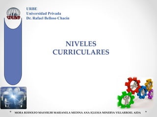 URBE
Universidad Privada
Dr. Rafael Belloso Chacín
MORA RODOLFO MASYRUBI MARIANELA MEDINA ANA IGLESIA MINERVA VILLARROEL AIDA
NIVELES
CURRICULARES
 