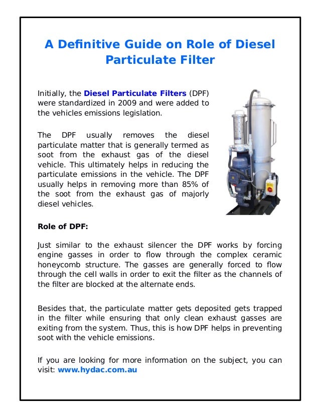 A Definitive Guide on Role of Diesel Particulate Filter