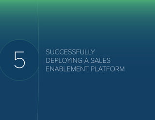 26 The Definitive Guide to
Sales Enablement
5
SUCCESSFULLY
DEPLOYING A SALES
ENABLEMENT PLATFORM
 