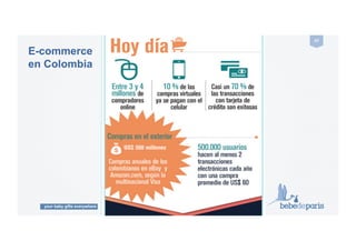 your baby gifts everywhere
47#
E-commerce
en Colombia
Legal Warning: The estimations hereby shown are based on the bebedeparis experience in Spain,
under no circumstance these estimations imply a contractual or legal binding between the franchisor
and the franchisee. Furthermore the franchisee acknowledges and assumes that the success of the
business and objectives herby shown depends entirely on the franchisee performance.
 