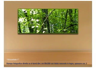 “Orizzontale 1”
Stampa fotograﬁca diretta su d-bond dim. cm 80x200 con telaio nascosto in legno, spessore cm. 3
 