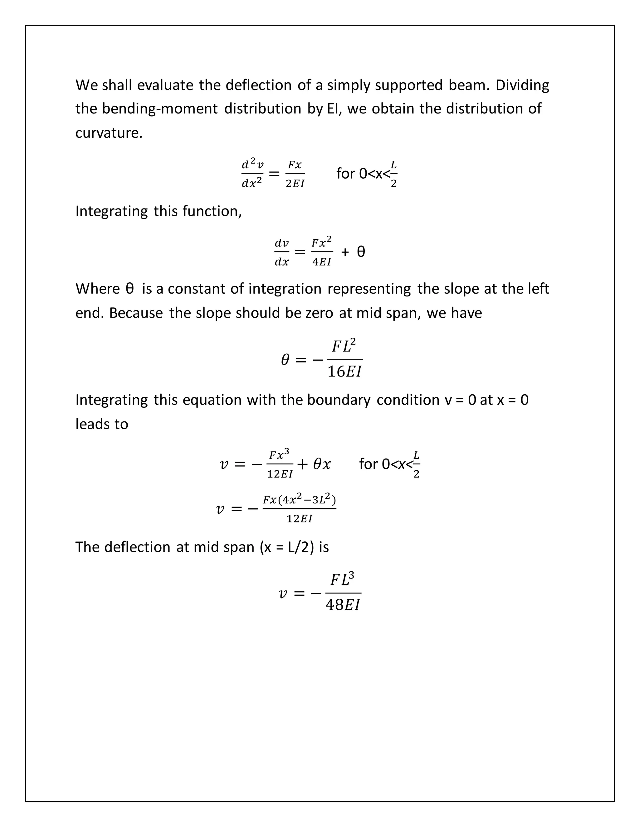 Deflection of simply supported beam and cantilever | DOCX