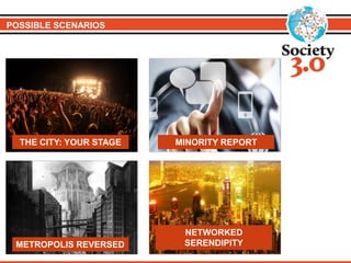 POSSIBLE SCENARIOS
THE CITY: YOUR STAGE
METROPOLIS REVERSED
MINORITY REPORT
NETWORKED
SERENDIPITY
 