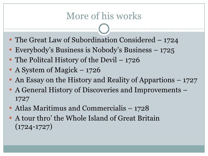 defoe an essay on projects The core classics edition of daniel defoe’s robinson crusoe an essay upon projects, the chance came when defoe wrote an ironic essay,. defoe an essay on projects The core classics edition of daniel defoe’s robinson crusoe an essay upon projects, the chance came when defoe wrote an ironic essay,.