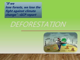 DEFORESTATION
“If we
lose forests, we lose the
fight against climate
change” –GCP report
 