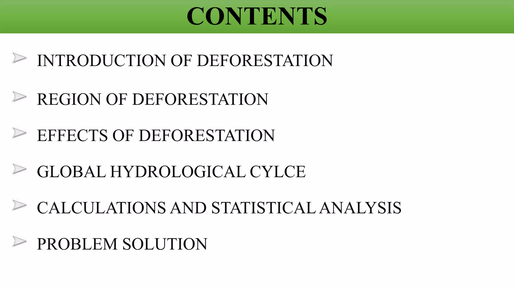 DEFORESTATION AND ITS IMPACT ON GLOBAL HYDROLOGICAL CYCLE | PPTX