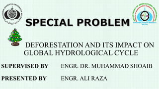 SUPERVISED BY ENGR. DR. MUHAMMAD SHOAIB
PRESENTED BY ENGR. ALI RAZA
DEFORESTATION AND ITS IMPACT ON
GLOBAL HYDROLOGICAL CYCLE
 