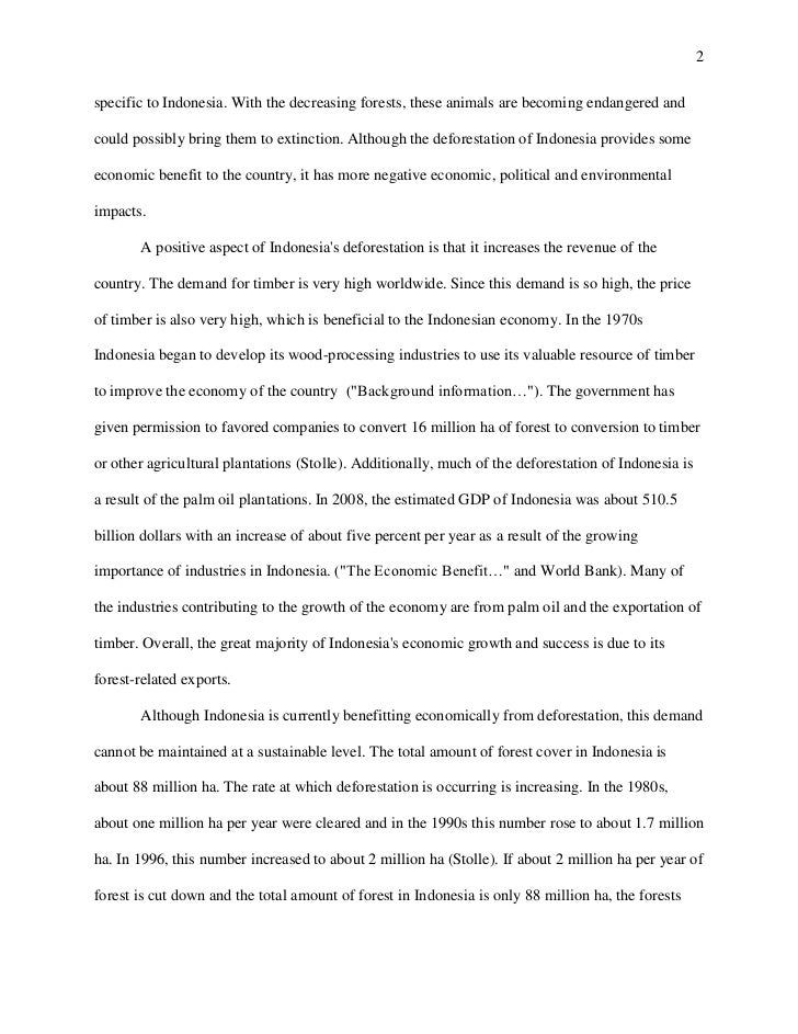 Destruction of forests essay