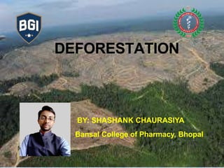 DEFORESTATION
BY: SHASHANK CHAURASIYA
Bansal College of Pharmacy, Bhopal
 