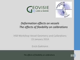 Deformation effects on vessels
The effects of flexibility on calibrations
HSB Workshop Vessel Geometry and Calibrations
15 January 2014
Erich Gaikhorst
The effects of flexibility on calibrations

 