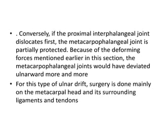 Metacarpophalangeal dislocation in rheumatoid
arthritis
 