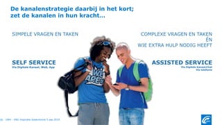 SIMPELE VRAGEN EN TAKEN
SELF SERVICE
Via Digitale Kanaal; Web, App
COMPLEXE VRAGEN EN TAKEN
ÉN
WIE EXTRA HULP NODIG HEEFT
ASSISTED SERVICE
Via Digitale Kanaal;Chat
Via telefonie
De kanalenstrategie daarbij in het kort;
zet de kanalen in hun kracht…
UWV - VNG Inspiratie bijeenkomst 5.sep.201950
 