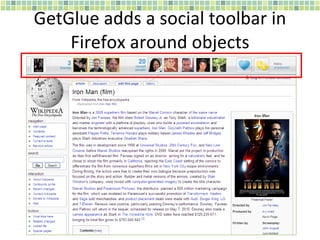 GetGlue adds a social toolbar in Firefox around objects 