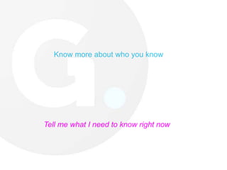Know more about who you knowTell me what I need to know right now
