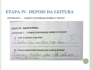 ETAPA IV– DEPOIS DA LEITURA
ATIVIDADE 1 – VAMOS CONVERSAR SOBRE O TEXTO?

 