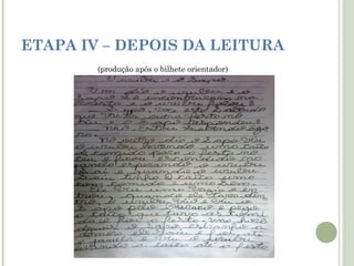 ETAPA IV – DEPOIS DA LEITURA
(produção após o bilhete orientador)

 