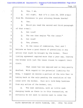 Case 0:09-cv-62035-JIC Document 47-1 Entered on FLSD Docket 09/03/2010 Page 103 of
134
 
