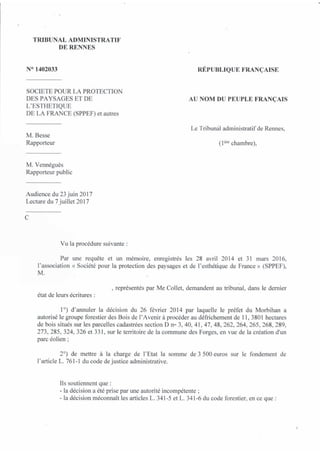Eoliennes. Le dossier juridique de Lanouée (2)