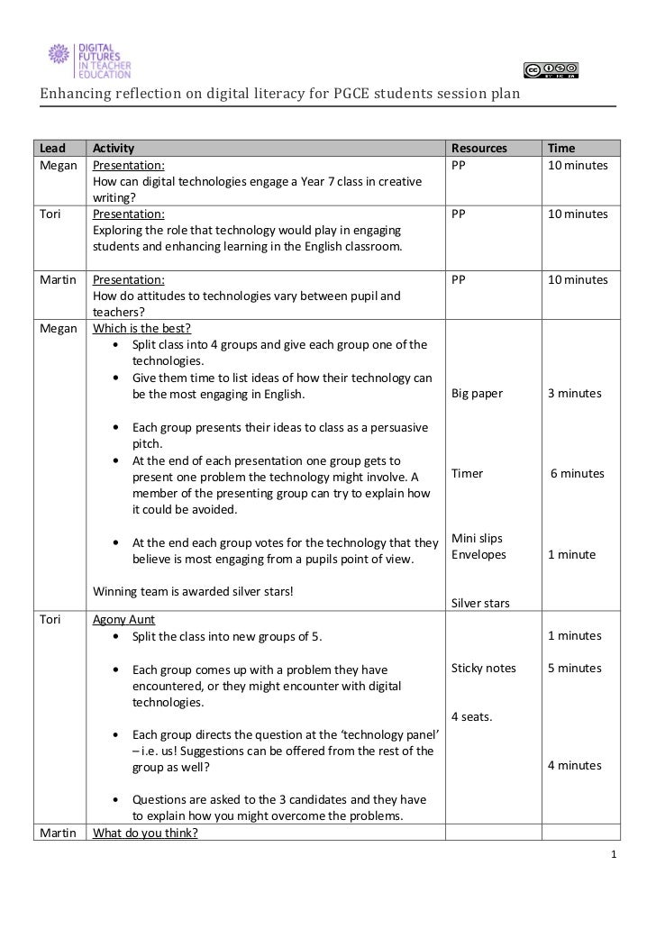Enhancing reflection on digital literacy for PGCE students session pl…