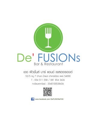De' FUSIONs Bar & Restaurant - MENU