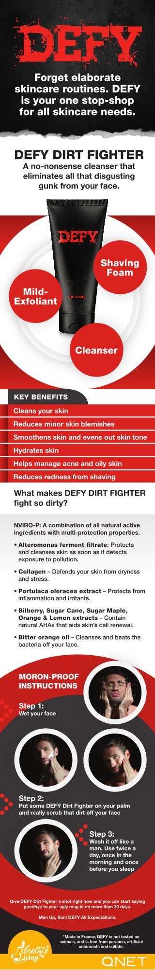 DEFY Dirt Fighter - The New Men's Skincare Range From QNET