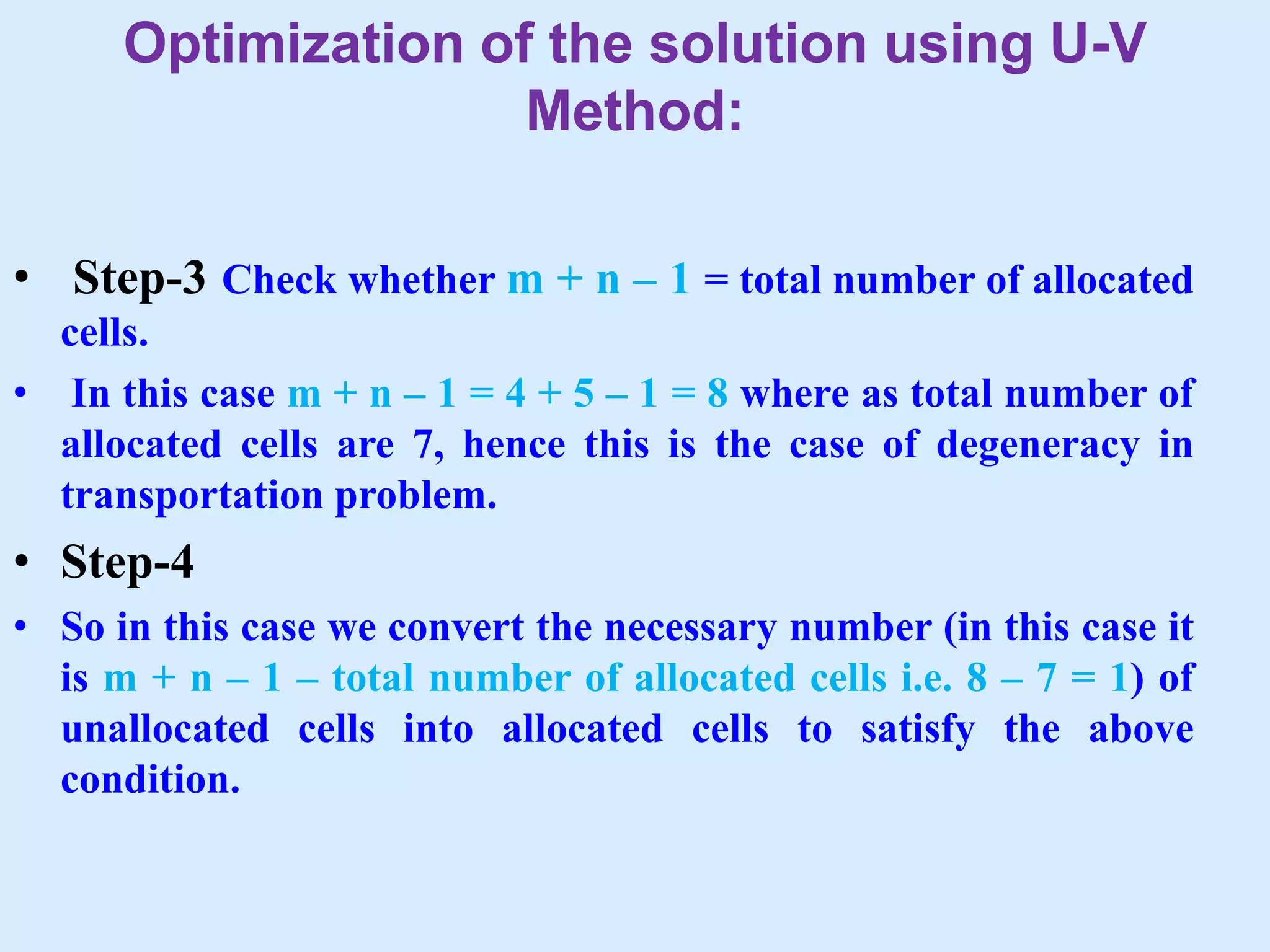 Solving Degenaracy in Transportation Problem | PPTX