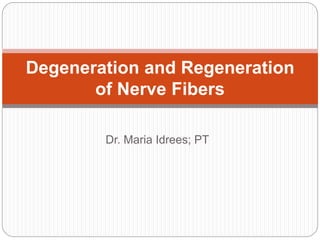 Dr. Maria Idrees; PT
Degeneration and Regeneration
of Nerve Fibers
 