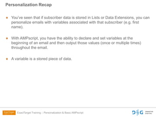ExactTarget Training: Personalization & AMPscript | PPTX