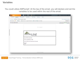 ExactTarget Training: Personalization & AMPscript | PPTX