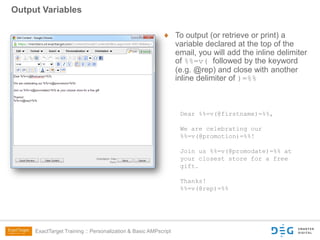 ExactTarget Training: Personalization & AMPscript | PPTX