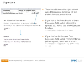 ExactTarget Training: Personalization & AMPscript | PPTX