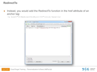 ExactTarget Training: Personalization & AMPscript | PPTX