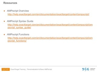ExactTarget Training: Personalization & AMPscript | PPTX